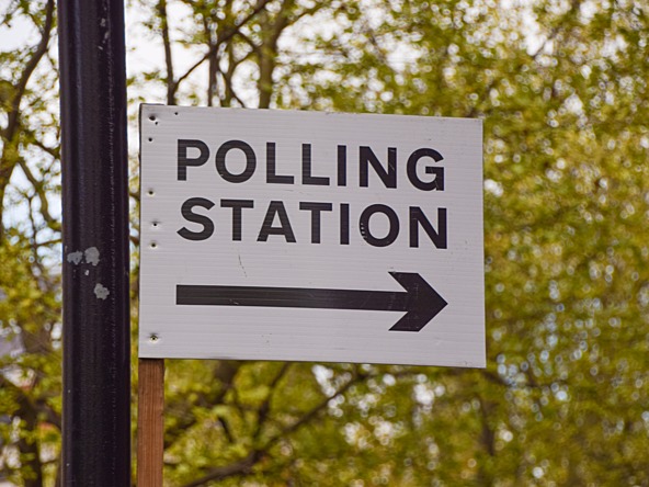 Polling station sign